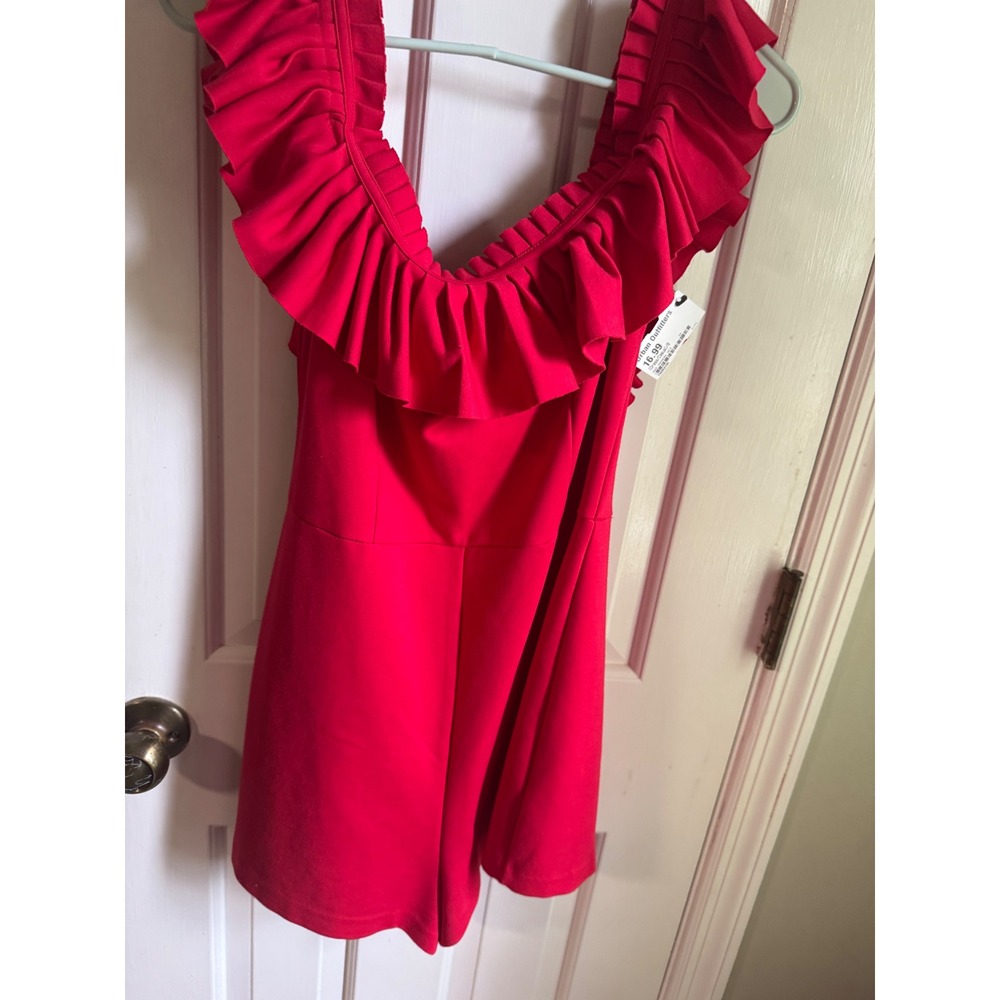 Urban Outfitters Red‎ Ruffle Neck Sleeveless Romper Size 8 US 12 UK NEW